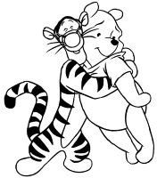 A coloring page of winnie the pooh - group